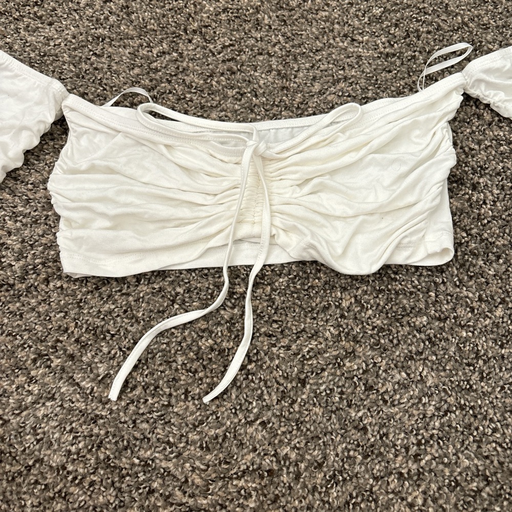 3 croptops off the shoulder black white and cream!